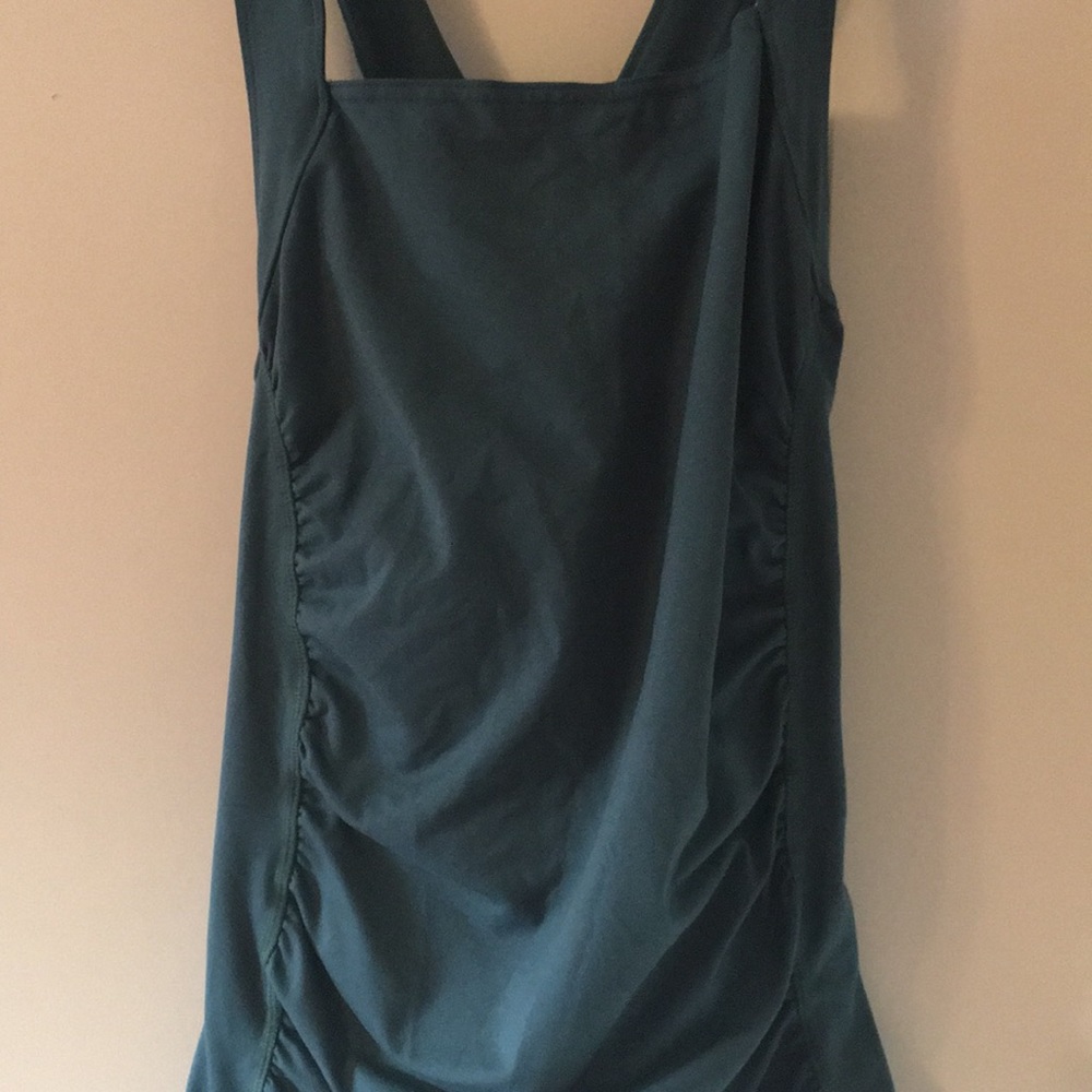 Tank top cross back sports plus size blue